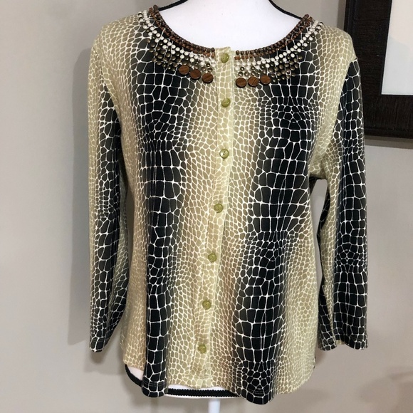 *RAFAELLA* Reptile Print Button Cardigan Sweater - Picture 1 of 6